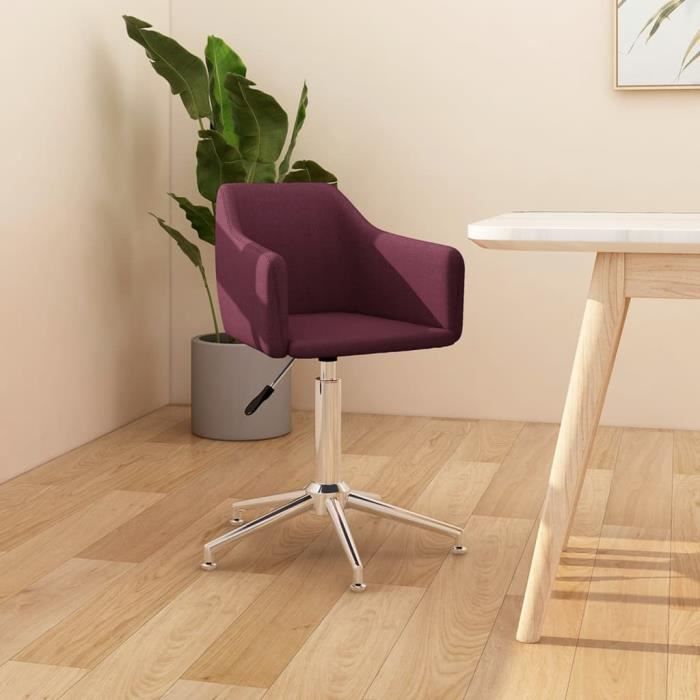 chaise de bureau pivotante - meuble* - violet - tissu - réglable en hauteur - a roulettes