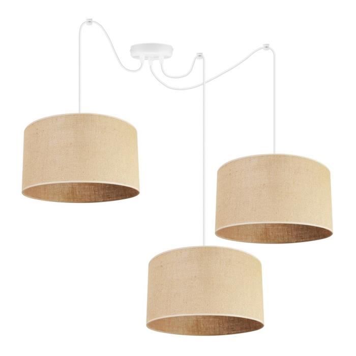 Lot De 3 Suspensions Lumineuses Dimmables SUCIKORIO - Lustre Boho Vintage à Batterie Avec Télécommande Pour Extérieur Et Intérieur