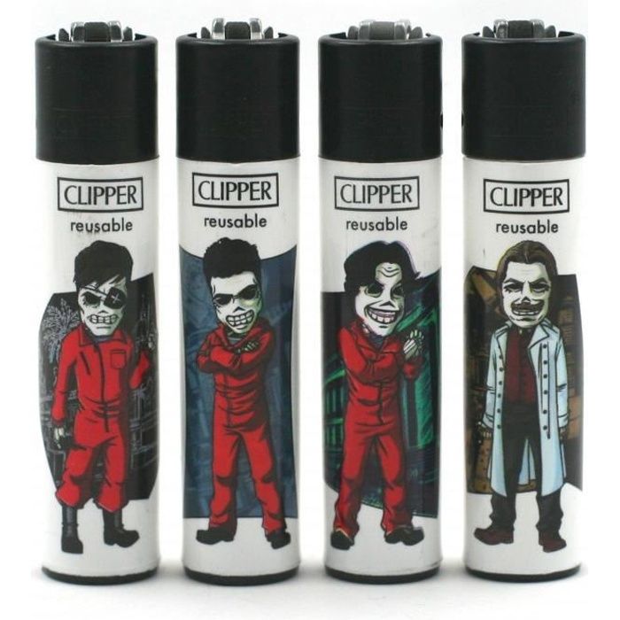 Lot De 4 Briquets Clipper - Designs Insolites Et Uniques, Rechargeables, Pratiques