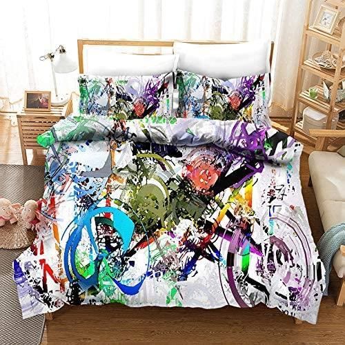 RFFLUX 3D Microfibre Parure De Lit New York 140x200 Cm 1 Personne 3 Pièces Ultra Doux Abstrait Graffiti Housse De Couette Avec Fermeture éclair Enfant GarçOn Fille Avec 2 Taies D'Oreillers 50x75