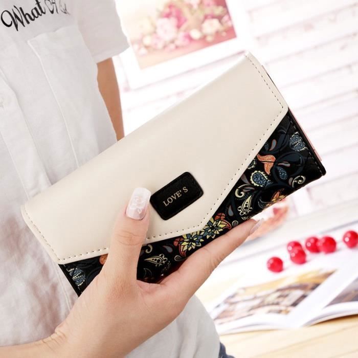 Portefeuille Femme sac main Floral Noir Cdiscount Bagagerie