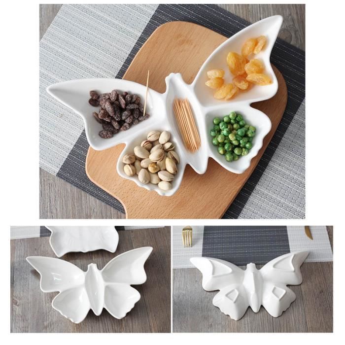 Petite Assiette Aperitif Papillon Patisserie Fruit Gateau Porcelaine Ceramique Cdiscount Maison