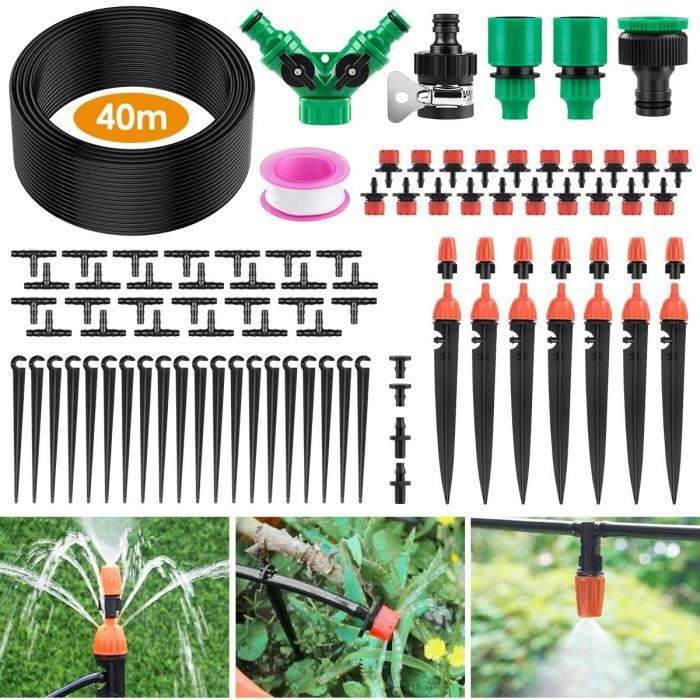 Kit d'Arrosage Automatique 40M Goutte a Goutte Kit Irrigation Micro pour Jardin Pelouse Plante