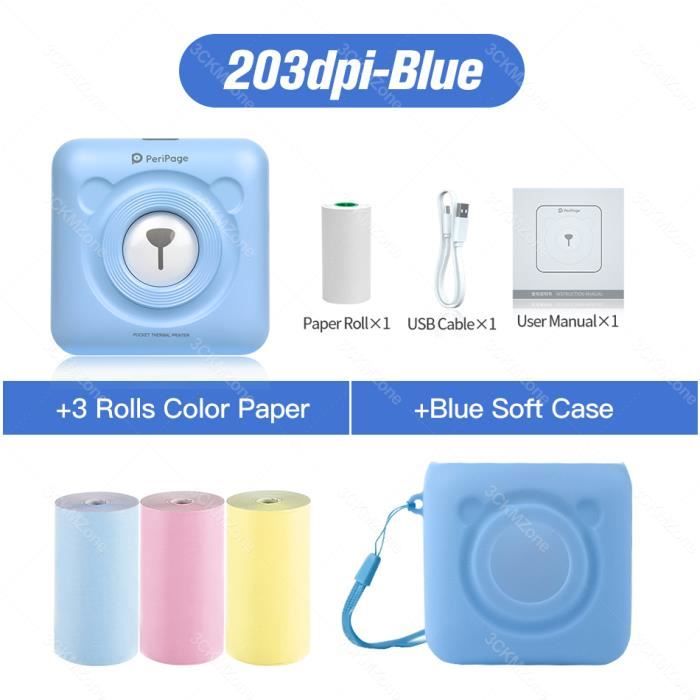 Mini Imprimante Thermique Bluetooth Portable Pour Photos Et Stickers Rose Blue Yonis