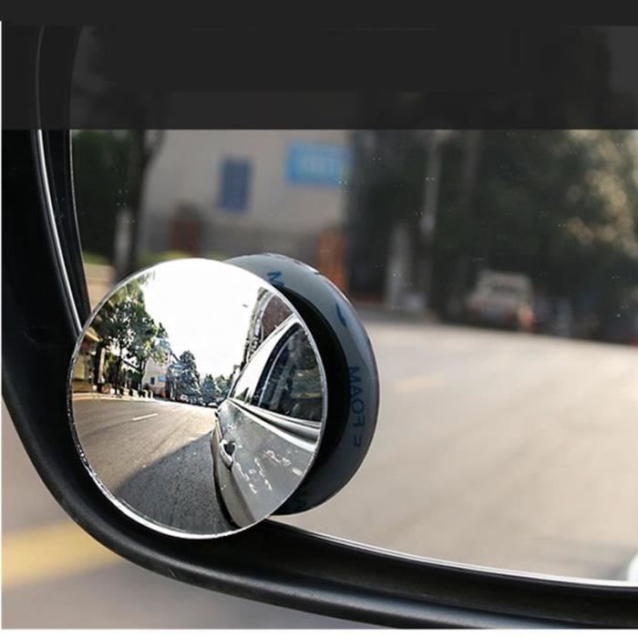 Couleur 2pc avec colle Miroir d'angle Mort HD de 360 ​​Dégréses Pour Voiture Rétroviseur de Recul Sans Cadre