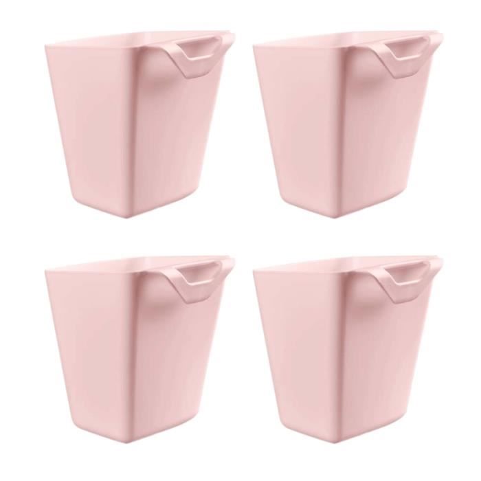 Lot De 3 Gobelets De Rangement Suspendus - Petit Panier Plastique Blanc - Pour Chariot, étagère, Atelier