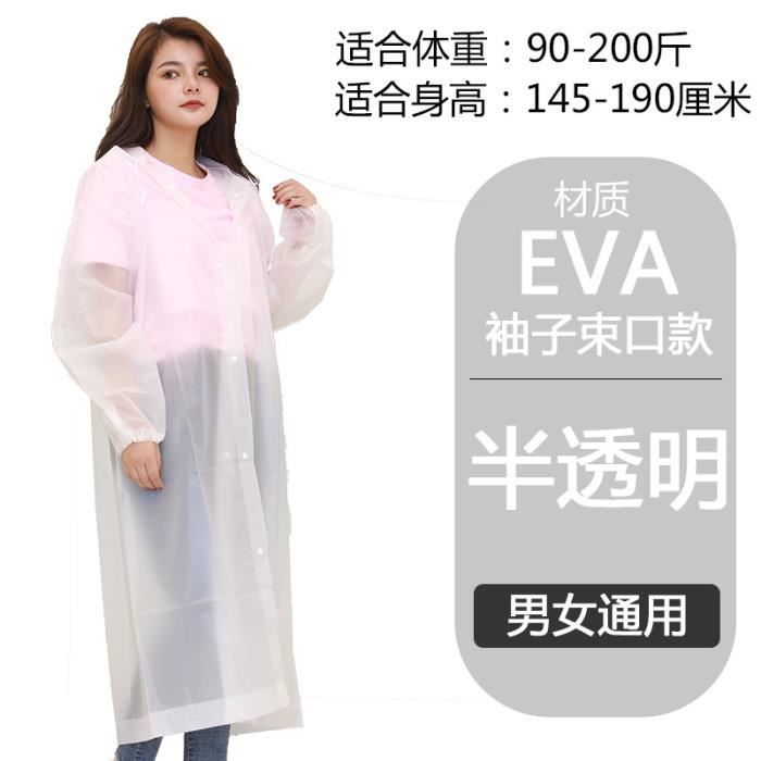 Imperméable Transparent Long Pour Femme, Veste De Pluie En EVA à Capuche Avec Ceinture, Imperméable De Randonnée, Transparent, Moyen