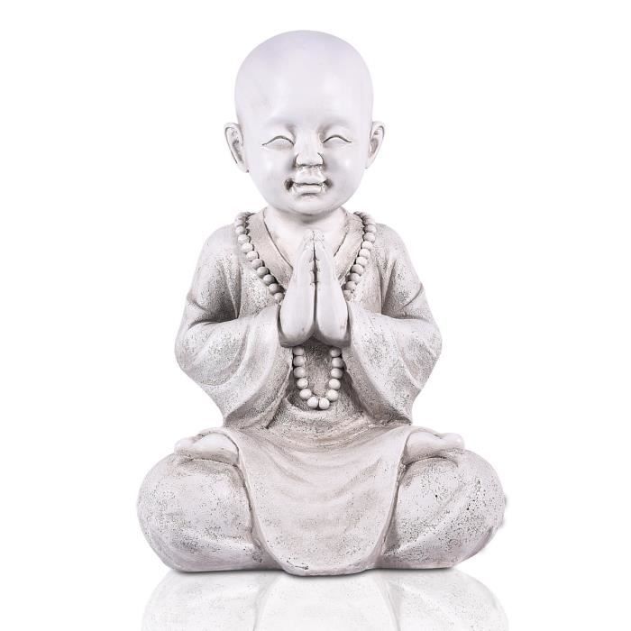 Statue Deco Statue De Bouddha Pour Bebe Decoration De Jardin En Plein Air Sculpture De Moine Zen En Position Assise Type White Cdiscount Maison