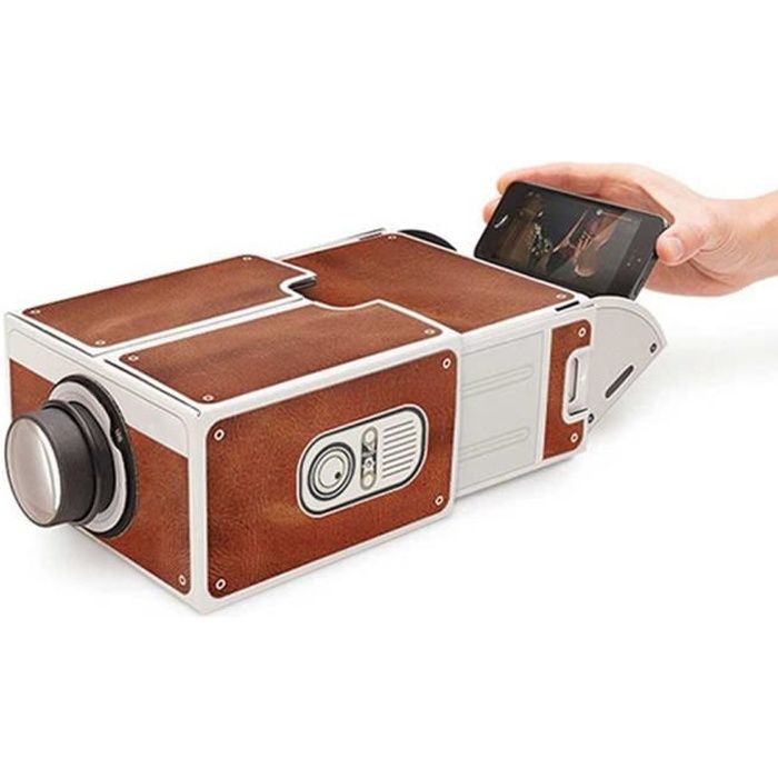 Pusokei Home Cinéma, projecteur de téléphone Portable Intelligent Portable  Mini Bricolage de deuxième génération pour Le Divertissement Familial, avec