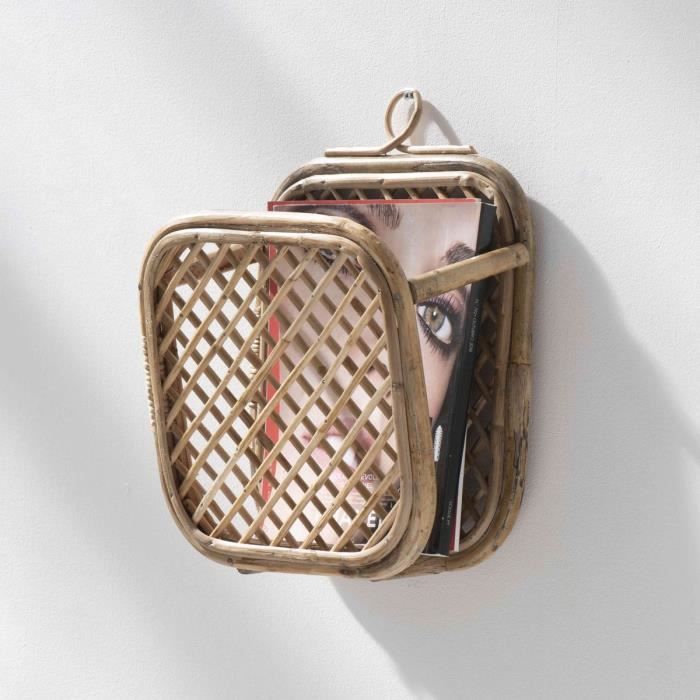 Porte revue rotin vintage bambou rotin