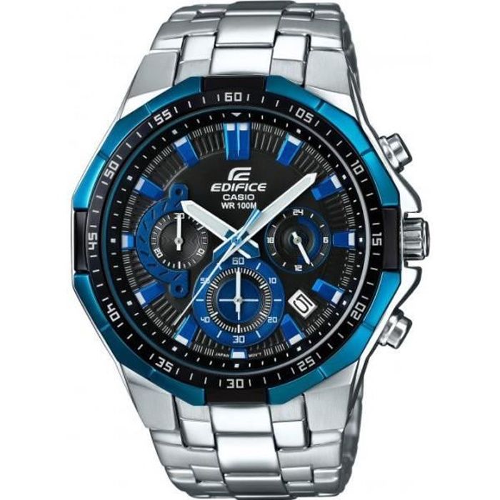 Montre Casio edifice homme noir et acier argent EFR554D-1A2VUEF sport 10  atm - Cdiscount Bijouterie