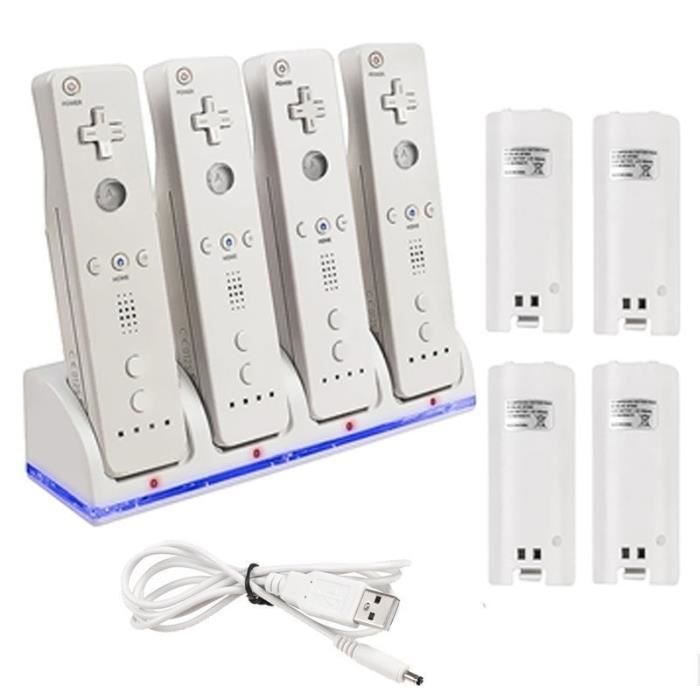 CICMOD 4x Charge Support de Charge Station + 4x Battery Pack pour Nintendo  Wii Manette Télécommande Capacité 2800mAh-Blanc - Cdiscount