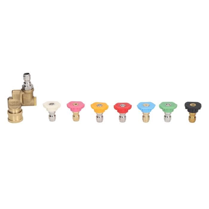 Kit 5 Embouts De Nettoyage Haute Pression 3.0 Avec Protège-Buse - Acier Inox + Plastique Robuste