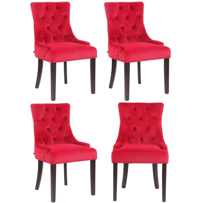 Chaises de salle à manger Aberdeen en Velours Rouge-Antique - CLP - Lot de 4 - Avec accoudoirs - Elégance - Chic