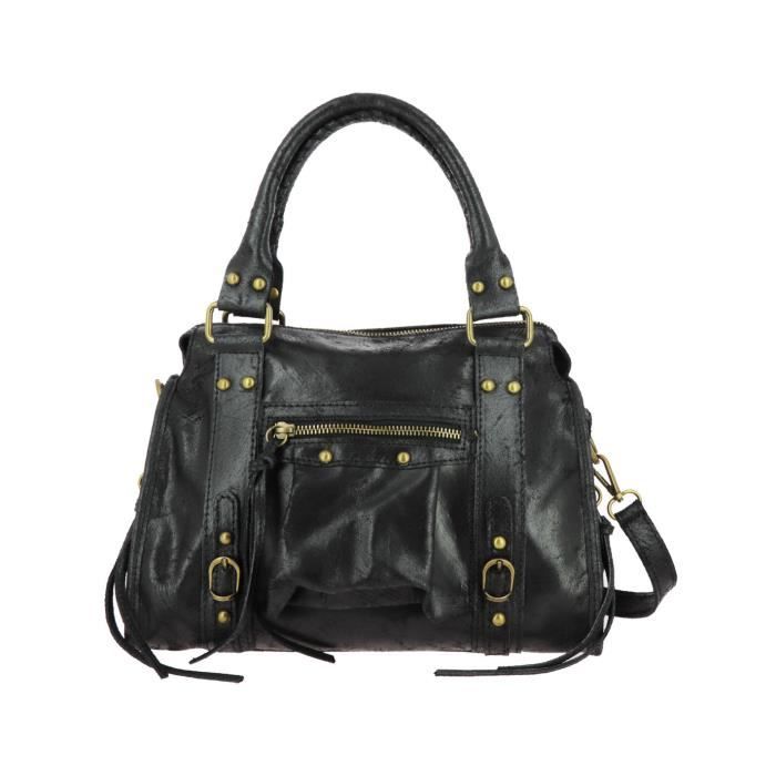 Sac main cuir sale noir