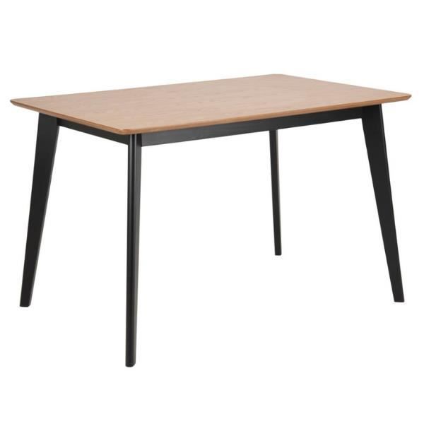 table de salle à manger rectangulaire - emob - rover - bois massif - marron/noir - 6 personnes