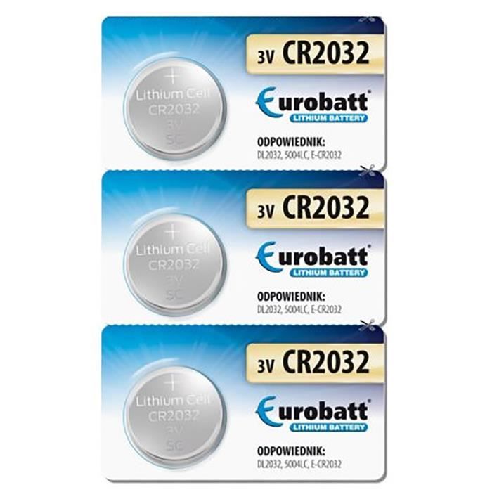 Lot 3 Piles bouton CR 2032 Eurobatt pile lithium 3V - Cdiscount