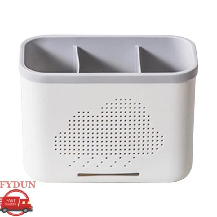 Porte-ustensiles De Cuisine Rotatif 360° - Avec 4 Compartiments - En Polypropylène Blanc - Pour Comptoir, Rangement Couverts - 14