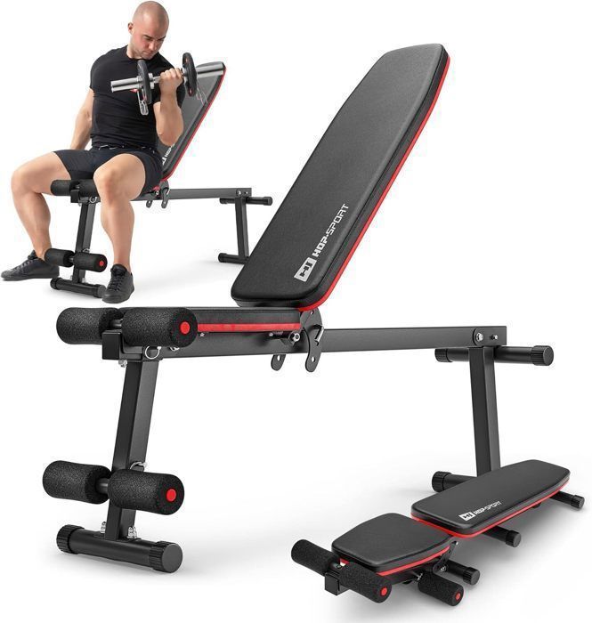 SPORTNOW Banc De Musculation Pliable Inclinable, Banc Réglable Pour L Complet Siege Et Dossier Reglable Plat Ou Incline Pour Developpe Couche Curl Biceps Charge 230 Kg Acier Noir
