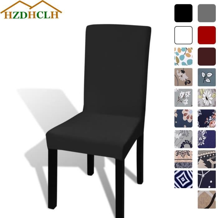 Housse de chaise extensible pour Salle à Manger - HZDHCLH - 6 pièces - Noir - Synthétique