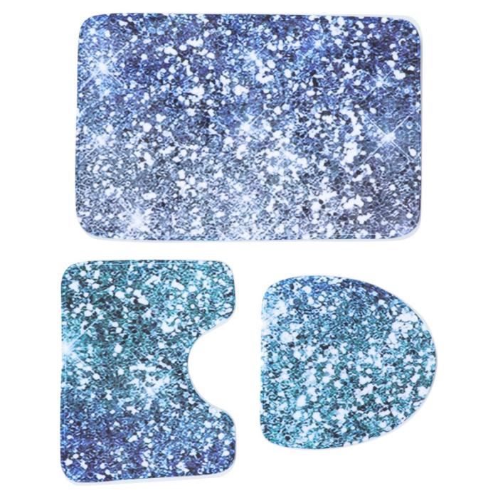 Tapis De Bain Antidérapant Forme Fleur 60x60 Cm - Peluche Absorbante, Dos TPR - Bleu, Lavable En Machine - 5