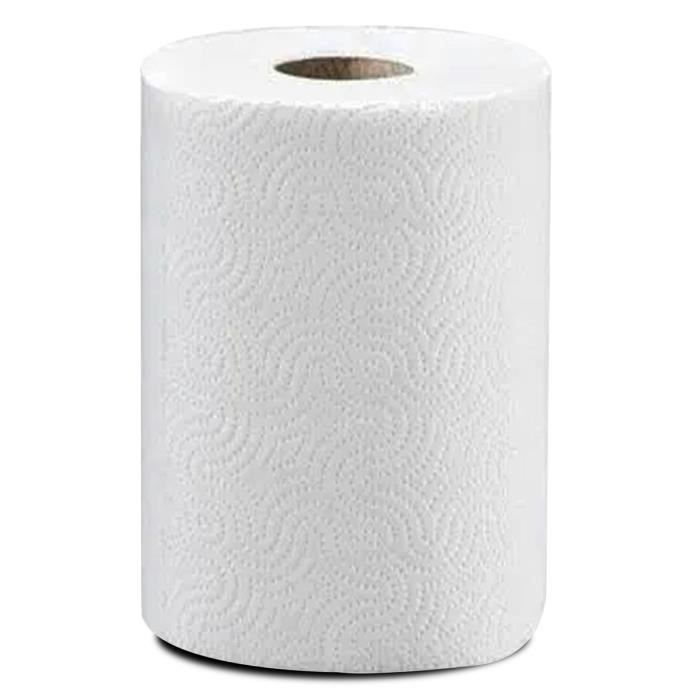 6 Rouleaux Papier Essuie-Mains - 450 Feuilles Double Épaisseur 18,5x20 Cm