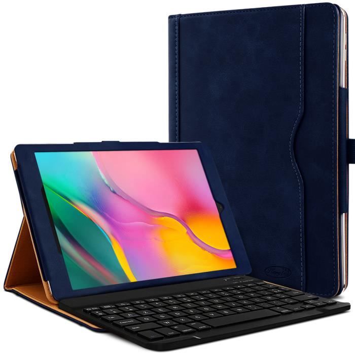CLAVIER AZERTY + Étui de Protection (R05-Bleu Foncé) pour Tablette