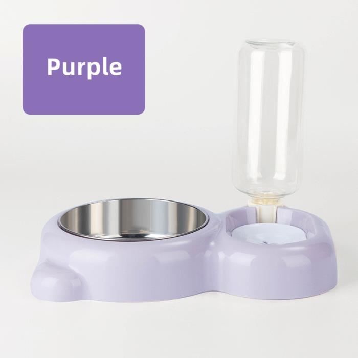 Gamelle automatique pour chat avec fontaine à eau et double bol pour nourriture et eau, parfait