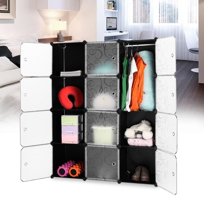 Langria Armoire Penderie Motif 12 Cubes Avec Storage Modulable