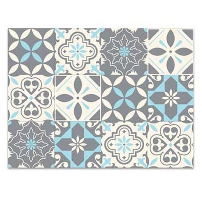 Tapis Vinyl Carreaux De Ciment 120x200 Tapis De Cuisine Vinyle Boho Gris Turquoise Carreaux De