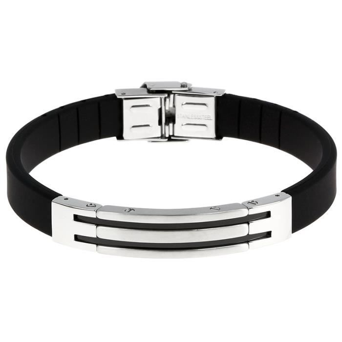 Lotus HERENARMBAND IN ZWART LS2261-2/1 316L ROESTVRIJ STAAL, HEREN