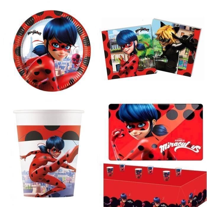 Miraculous Lot de 50 fournitures de fête d'anniversaire – Boîte de fête  tout-en-un sur le thème de Zag Heroez, fournitures de fête Miraculous  Ladybug, toile de fond de fête d'anniversaire et 