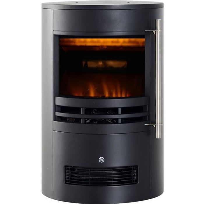 Rebecca Mobili Cheminée électrique LED à effet de flamme 3D réglable 1000W 2000W Noir