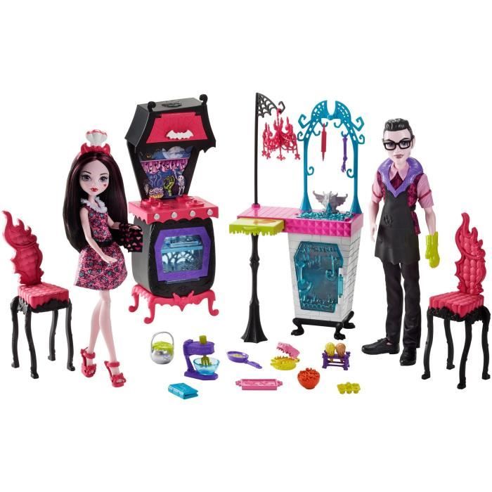 Monster High Fcv75 Jouets Famille Vampire Avec Cuisine Et Poupees Lot De 2 Achat Vente Poupee Cdiscount