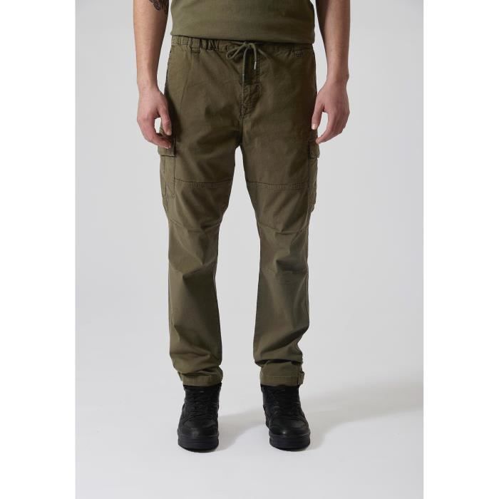 Jogger kaki homme TIAGO KAPORAL Taille elastique Poches laterales et a rabat Scratch sur la base