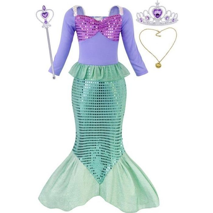 Deguisement Robe Princesse Ariel Costume de Sirène pour Enfant Fill