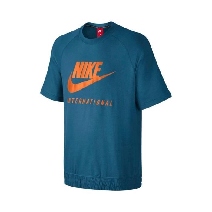 T shirt NIKE International Bleu Homme Adulte Manches courtes Respirant Famille de sport Running Bleu Cdiscount Sport