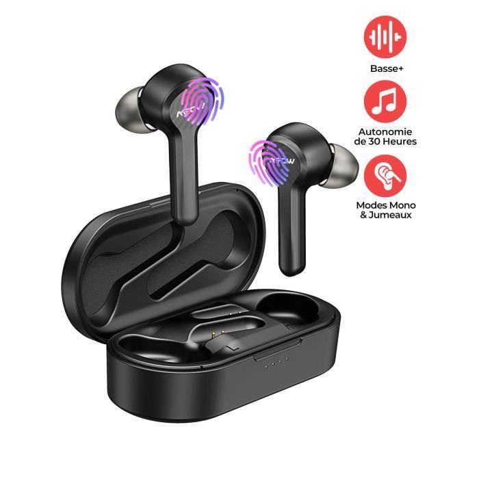 Écouteurs sans fil, étui de charge pour écouteurs Mpow M9 Bluetooth 5.0 / Punchy Bass / IPX7 étanche / Microphones antibruit