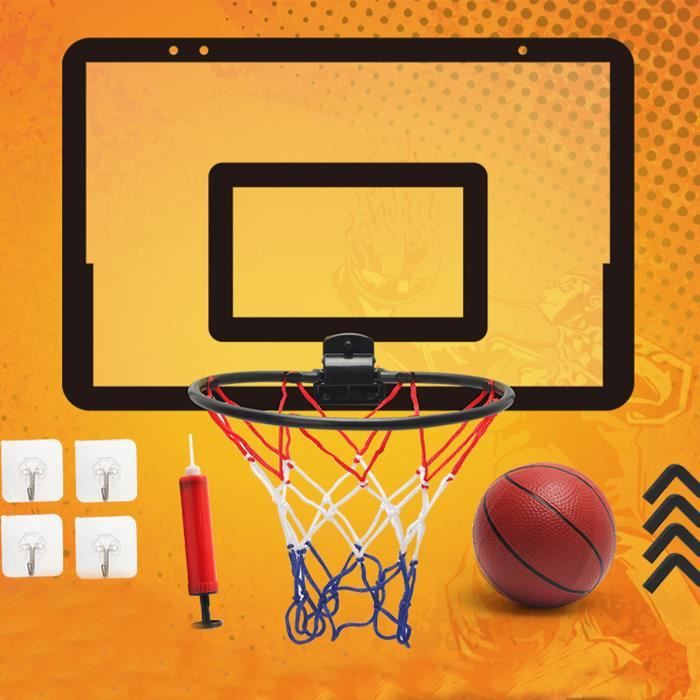 Mini panier de basket-ball d'intérieur avec 4 balles, mini cerceau portable à fixer au mur de la porte, pour chambre, bureau, piscine, cadeau