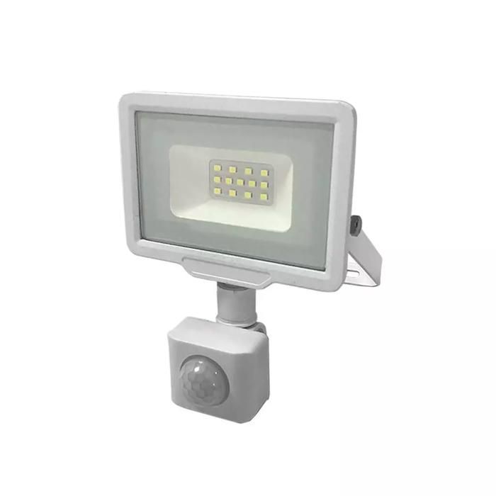 projecteur led blanc 10w à détecteur ip65 800lm - blanc naturel 4500k