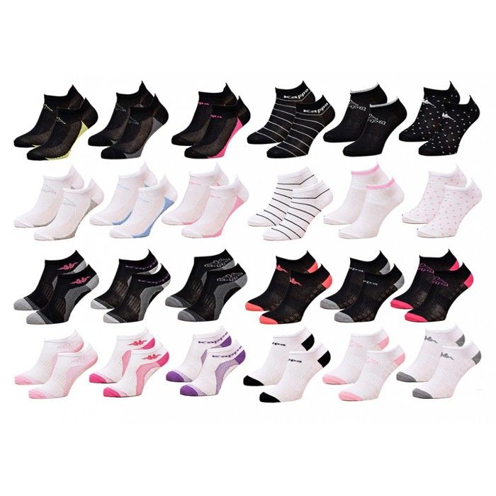 Chaussettes Femme - KAPPA - Socquettes Tiges courtes - Pack de 12 Paires - Pointure 36/41 - Multicolore