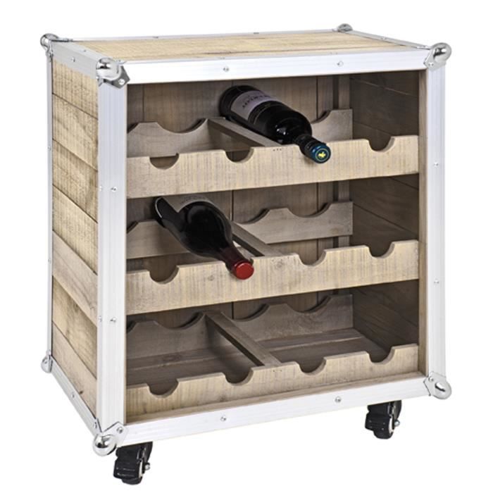 Casier A Bouteilles Coloris Pin Aluminium Dim L 53 X H 33 X P