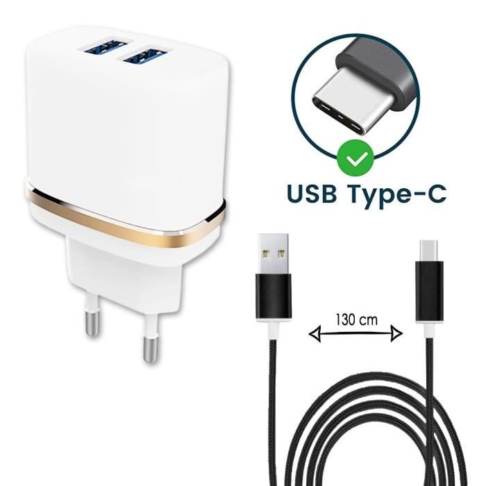 Chargeur Xiaomi Pack Câble Type C 2 ports USB Charge rapide