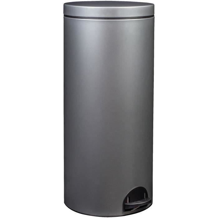 Poubelle Elora 30l gris métal