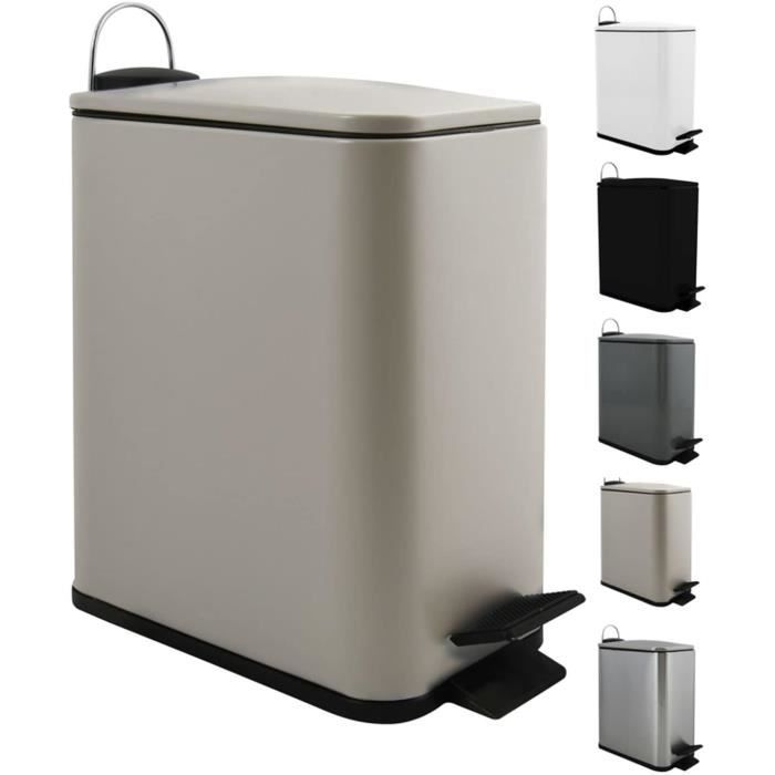 Poubelle À Pédale Acier Erik 5L Taupe Mat[J477] - Maison