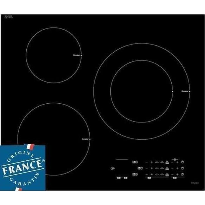 Table de cuisson induction SAUTER SPI6300 - 3 zones - 7200 W - L 60 x P 52 cm - Revetement verre - Noir