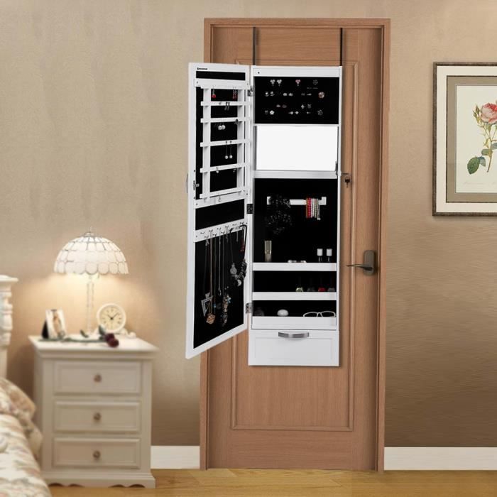 Armoire A Bijoux Murale Suspendu Avec Miroir Psyche Et Led Serrure