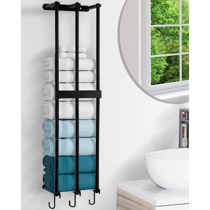 Porte-Serviette Adhésif Salle De Bain Sans Perçage - 39cm Acier Inoxydable 304, Argent Brossé, Pour Cuisine & Sauna