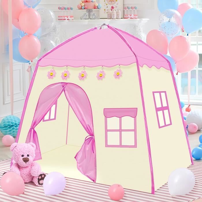 Tente Cabane D'intérieur Pour Enfants - 128x105x120cm, Pour 3-4 Enfants, Montage Facile, Couleurs Neutres, Rangement Compact