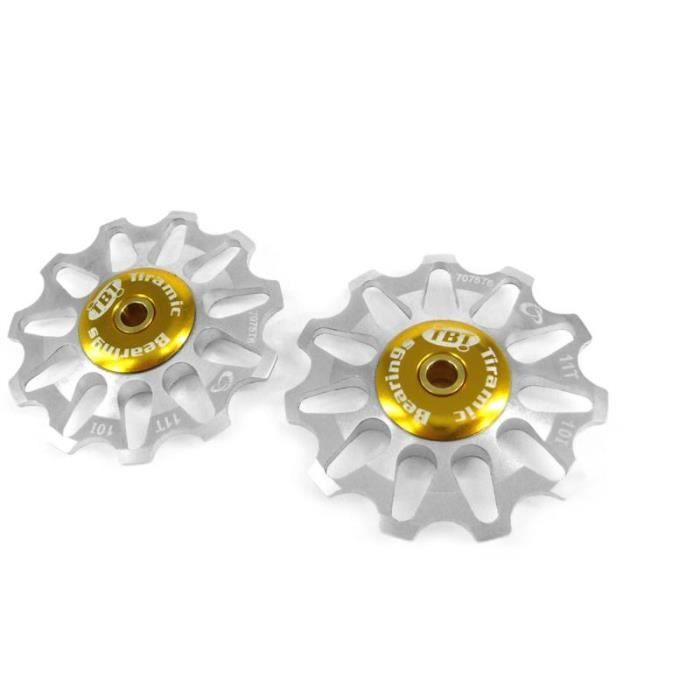 Galet Derailleur P2r 7-8v. Alu Argent A Roulement 10dts  Jeu De 2